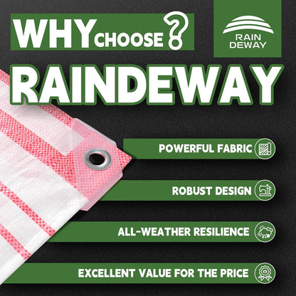 RAINDEWAY Tarps 8x10 Feet,12 Mil Sunshade Striped Tarp Waterproof,Multipurpose Poly Tarp Cover with