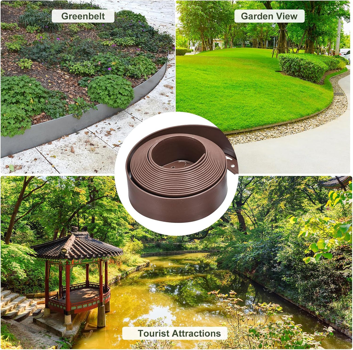 uxcell Landscape Edging, 1Pcs 33FT x 4" - No Dig Garden Edging Kit with 30 Stakes, Landscape Edging