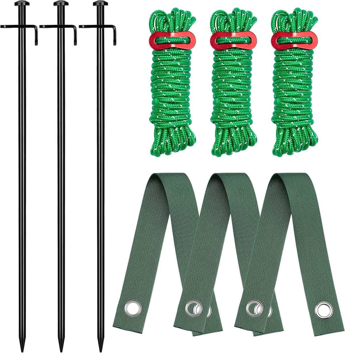 Kingsyard Tree Stakes and Supports, 16 Inch 3 Pcs Steel Heavy Duty Tree Stake Kit for Leaning Young