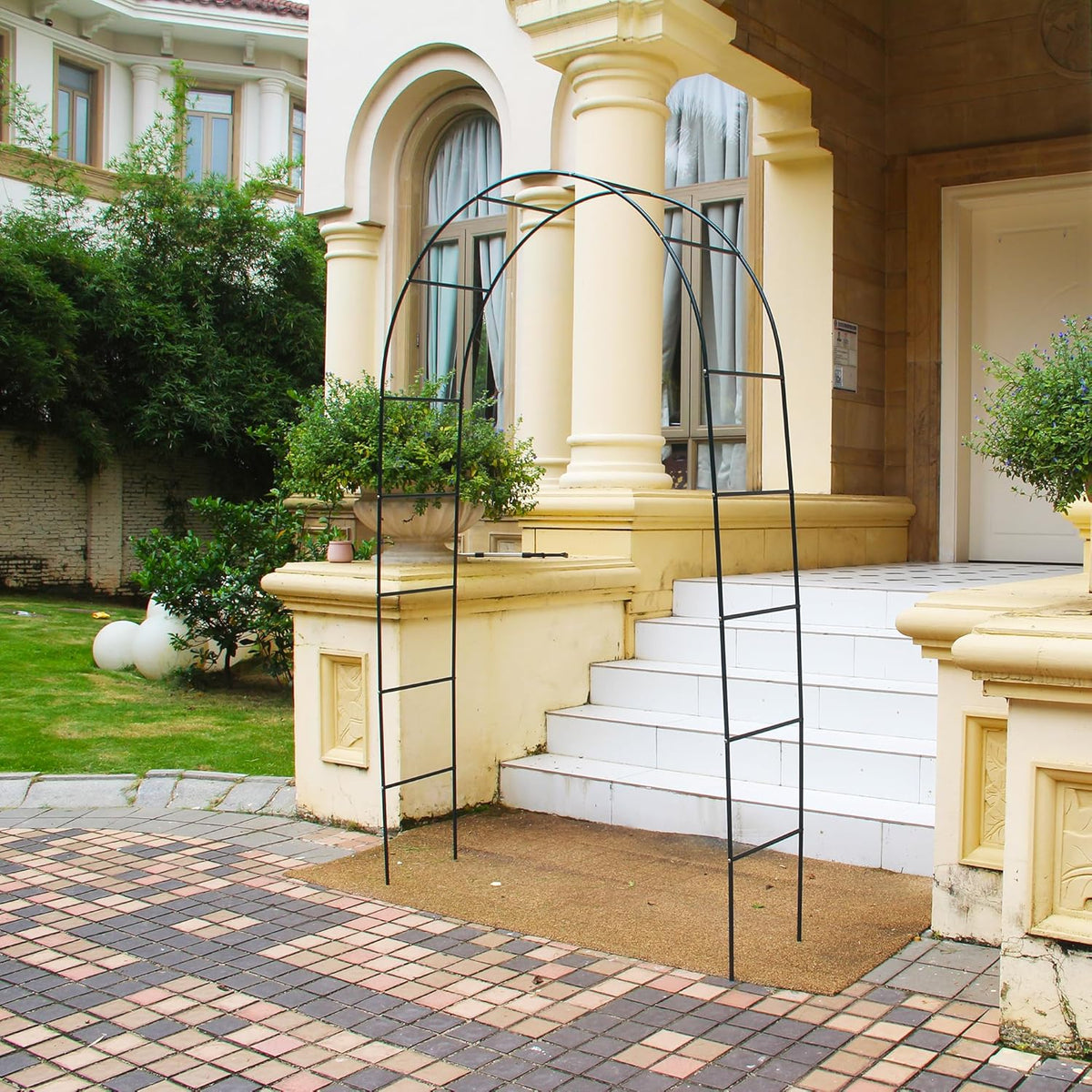 Green Iron Pergola Arbor Practical, 7.9 Feet High x 4.6 Feet Wide, Assemble Easily for Various