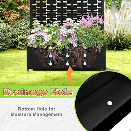 Metal Raised Garden Bed with Trellis, 2-in-1 Planter Box & Privacy Screen for Climbing Plants