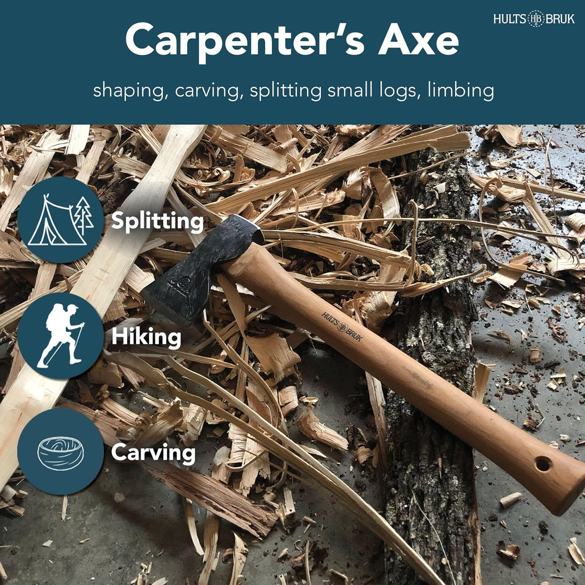 Hults Bruk 840732 Tibro Carpenter Axe - 1.75 lb Head, 20" Handle