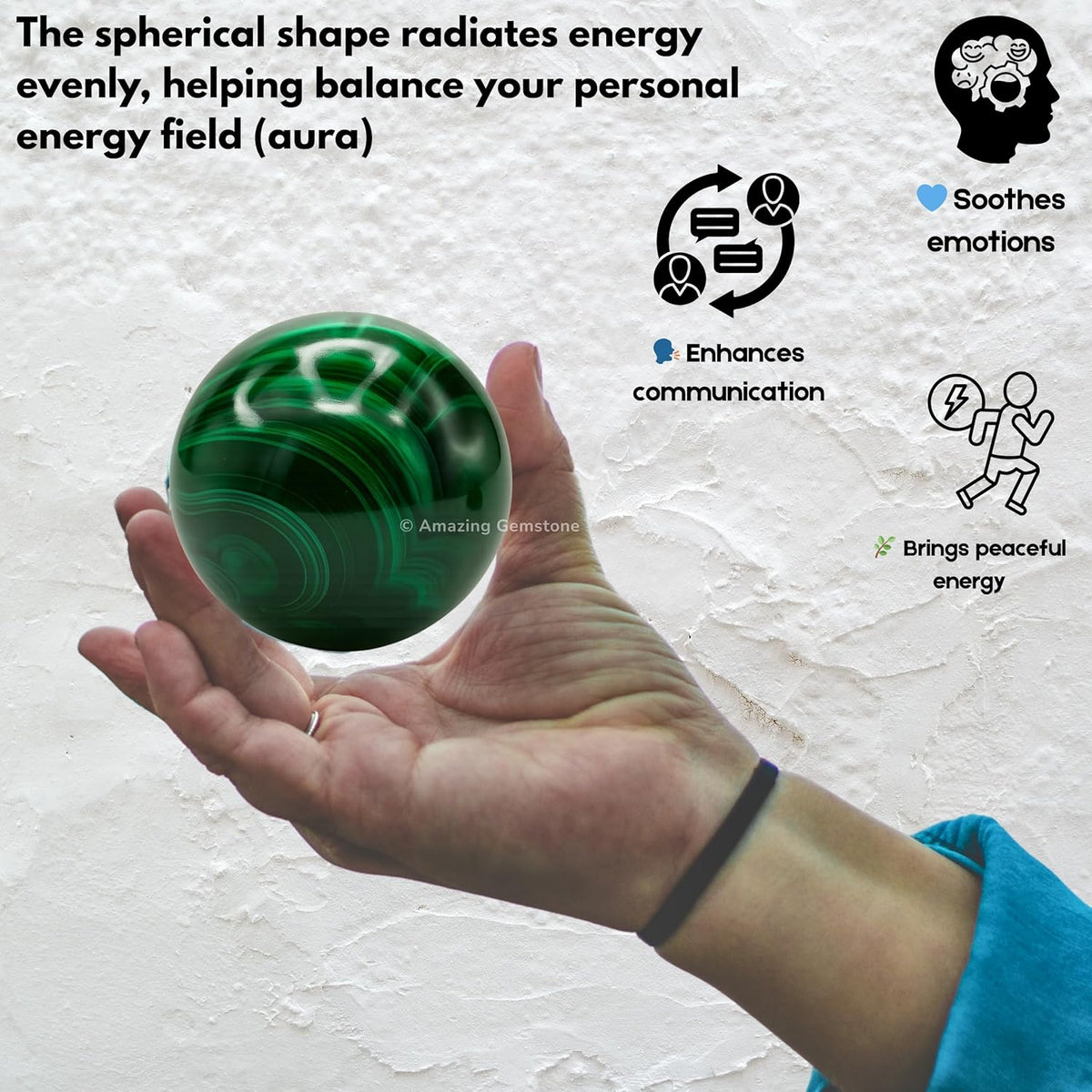 Amazing Gemstone Malachite Crystal Ball with Stand - 2" Inches Crystal Sphere Meditation Balls for