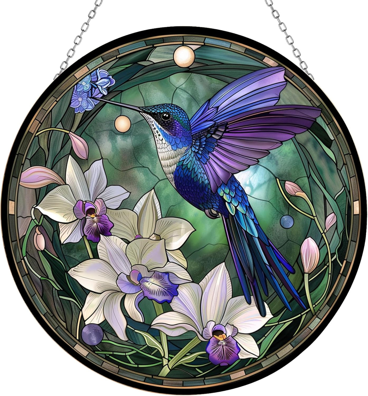 Hummingbird Stained Glass Window Hangings, Cat Butterfly Sunflower Handcrafted Stained Glass