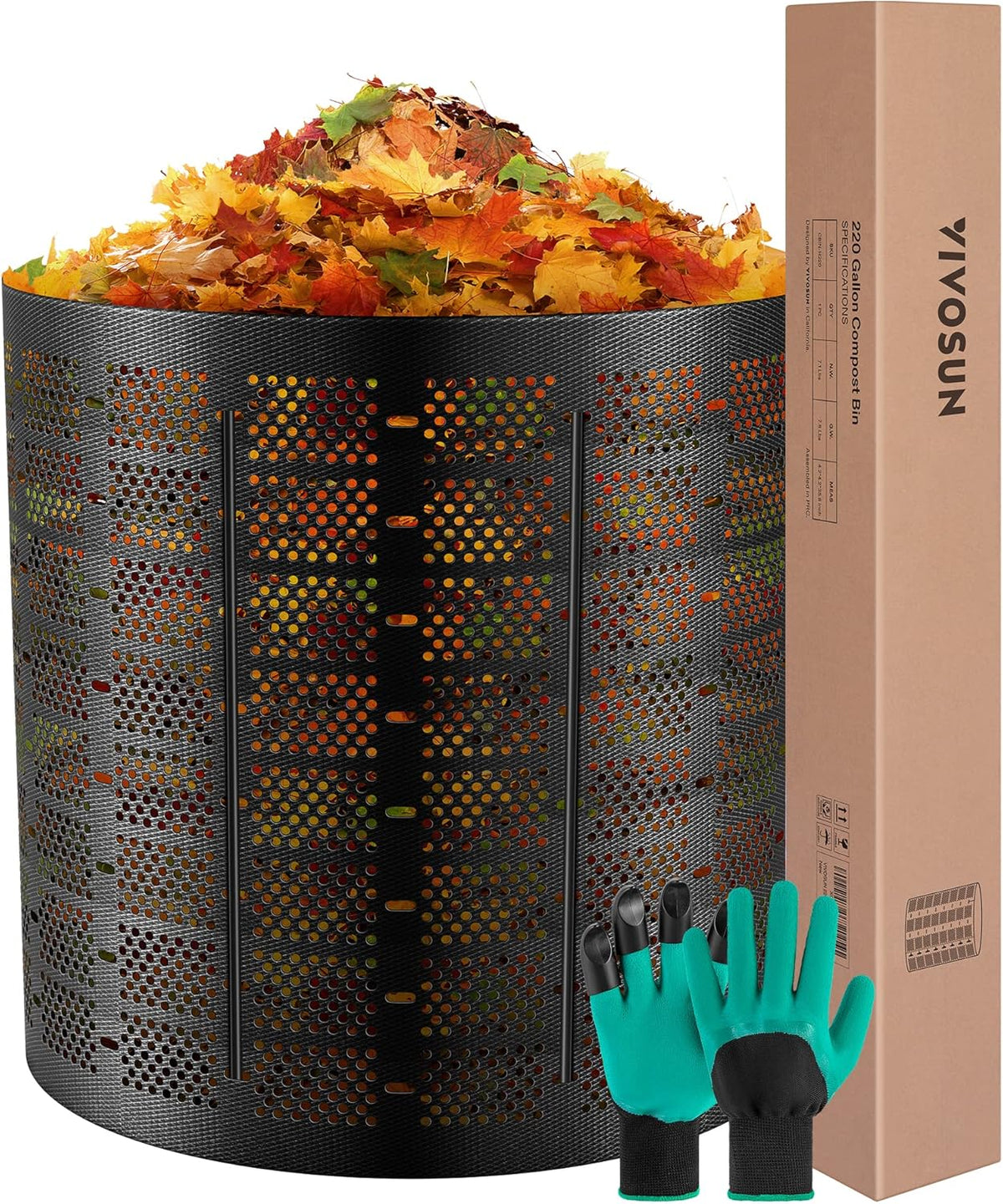 VIVOSUN 220 Gallon Outdoor Compost Bin, Expandable Composter, Easy to Setup & Large Capacity for