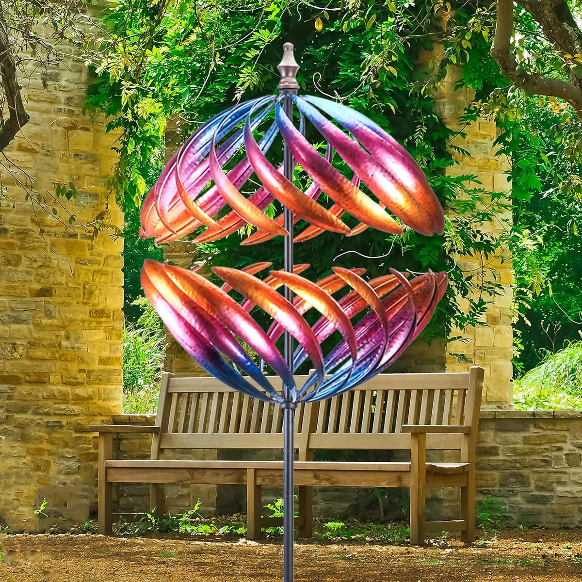 MUMTOP Wind Spinner 360 Degrees Double Steel Metal Wind Sculpture is Suitable for Decorating Your