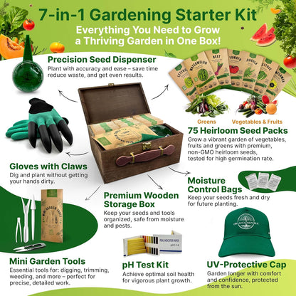 75 Vegetable & Greens Seeds Variety Pack, Garden Seed Starter Kit - Over 44,700 Non-GMO Heirloom
