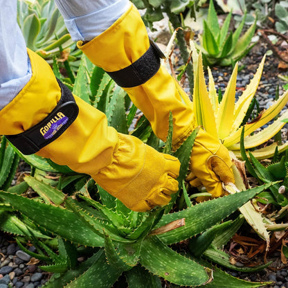 GORILLA EASY CONNECT Gardening Gloves Lightweight Tough Heavy Duty Long Sleeve Leather Pruning