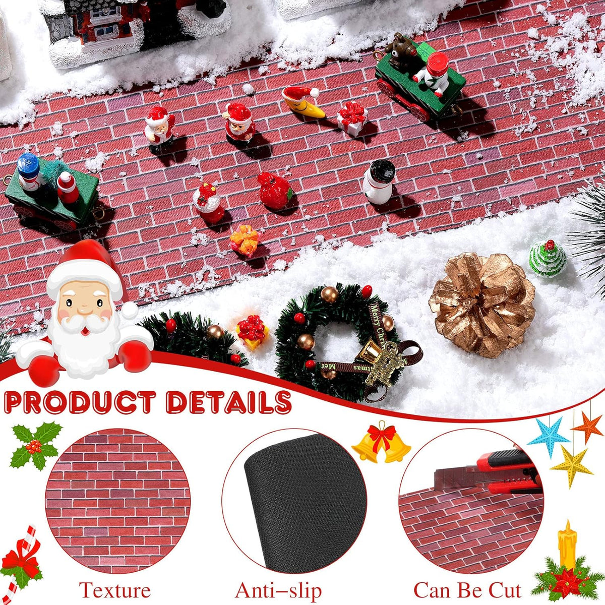 Marspark Christmas Village Accessories 5 x 50 Inch Christmas Miniature Road Village Street Mat Xmas