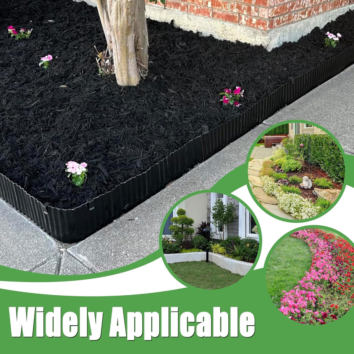 Metal Corrugated Garden Edging, 4" x 50Ft Landscape Edging for DIY Flower Beds, Flexible Bender