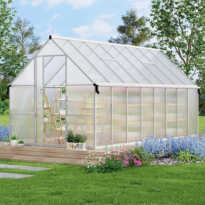 8'X16' Aluminum-Framed Polycarbonate Greenhouse, Heavy Duty Polycarbonate Greenhouse with Quick