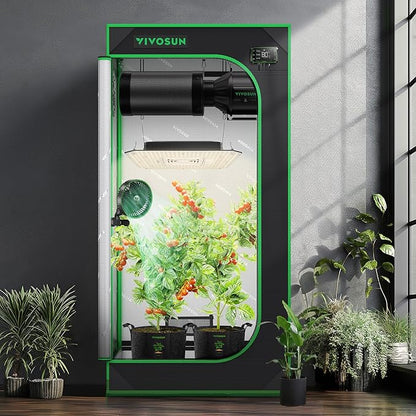 VIVOSUN S224 2x2 Grow Tent, 24"x24"x48" High Reflective Mylar with Observation Window and Floor
