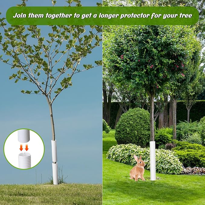 Menkxi 20 Pcs Corrugated Tree Guards Saplings Tree Trunk Protectors from Deer Tree Tubes Guard Tube