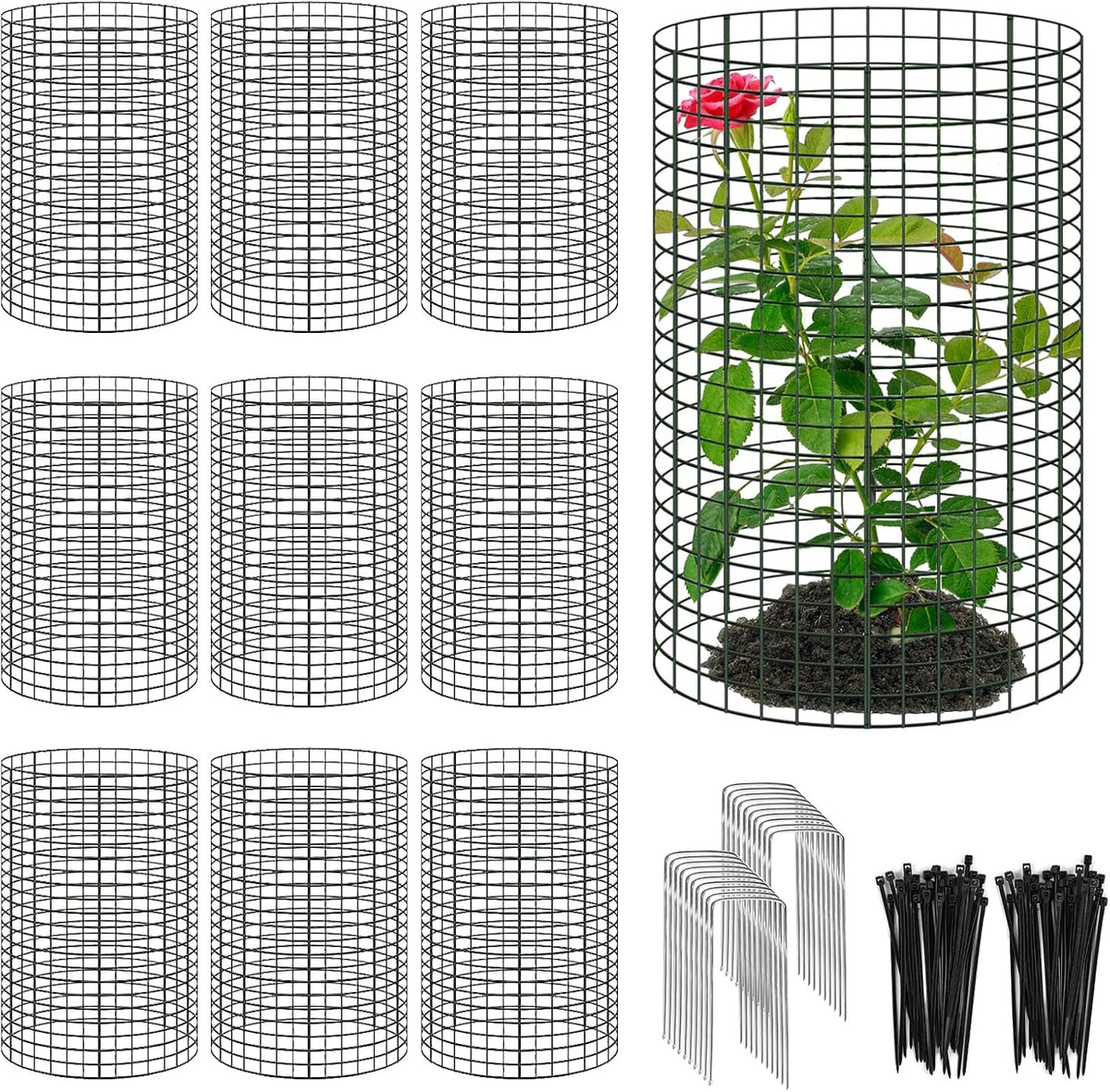 30 Pcs 24'' x 12'' Large Wire Plant Protector from Animals, 10 Pack Metal Plant Cage Chicken Wire