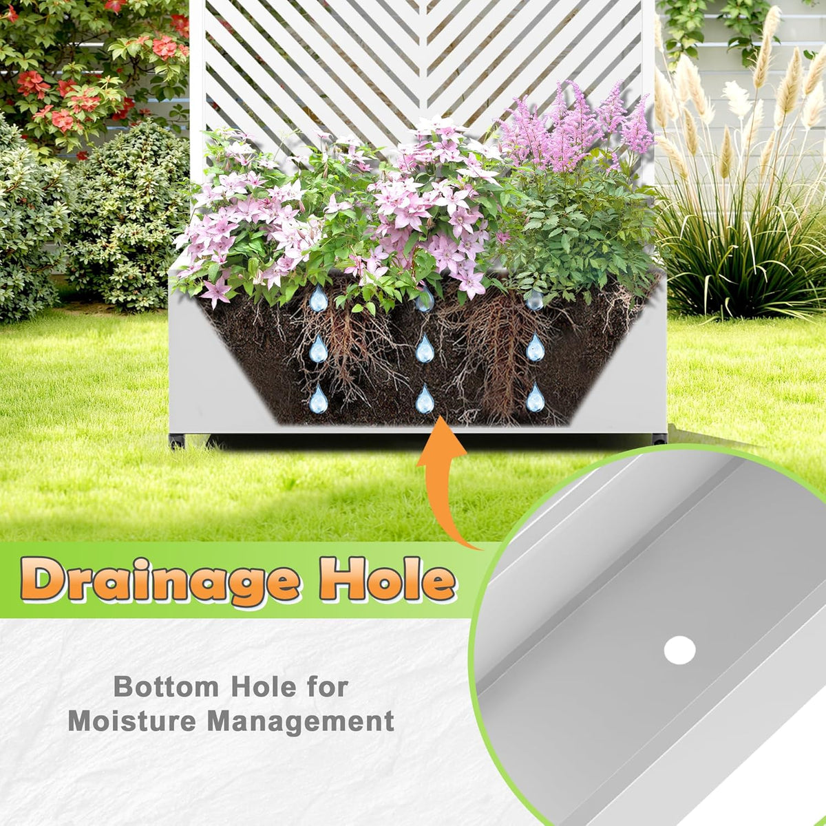 Metal Raised Garden Bed with Trellis, 2-in-1 Planter Box & Privacy Screen for Climbing Plants