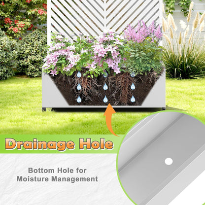 Metal Raised Garden Bed with Trellis, 2-in-1 Planter Box & Privacy Screen for Climbing Plants