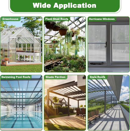 6PCS Polycarbonate Greenhouse Panels, 4' x 2' x 0.32'' Three-layer Honeycomb Panels Polycarbonate