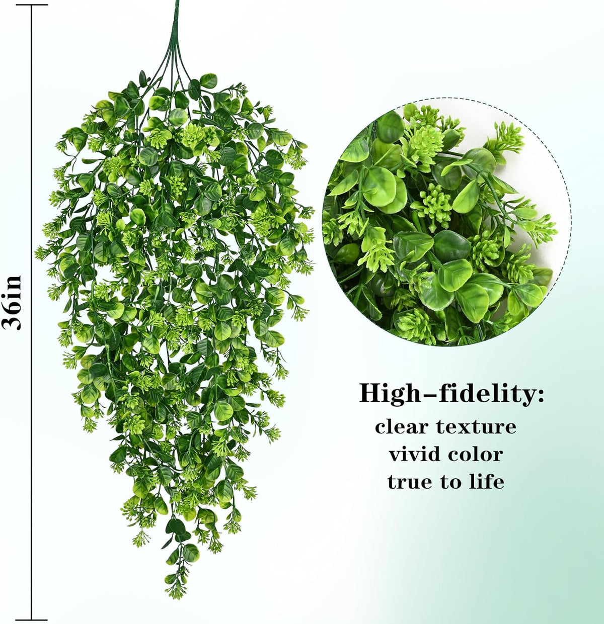 Waipfaru 4Pcs Fake Hanging Plants 3ft Fake Plants UV Resistant Fake Vines Artificial Decor for