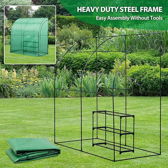 EAGLE PEAK 3 Tier Lean to Portable Greenhouse, Heavy-Duty Indoor & Outdoor Garden with Wire