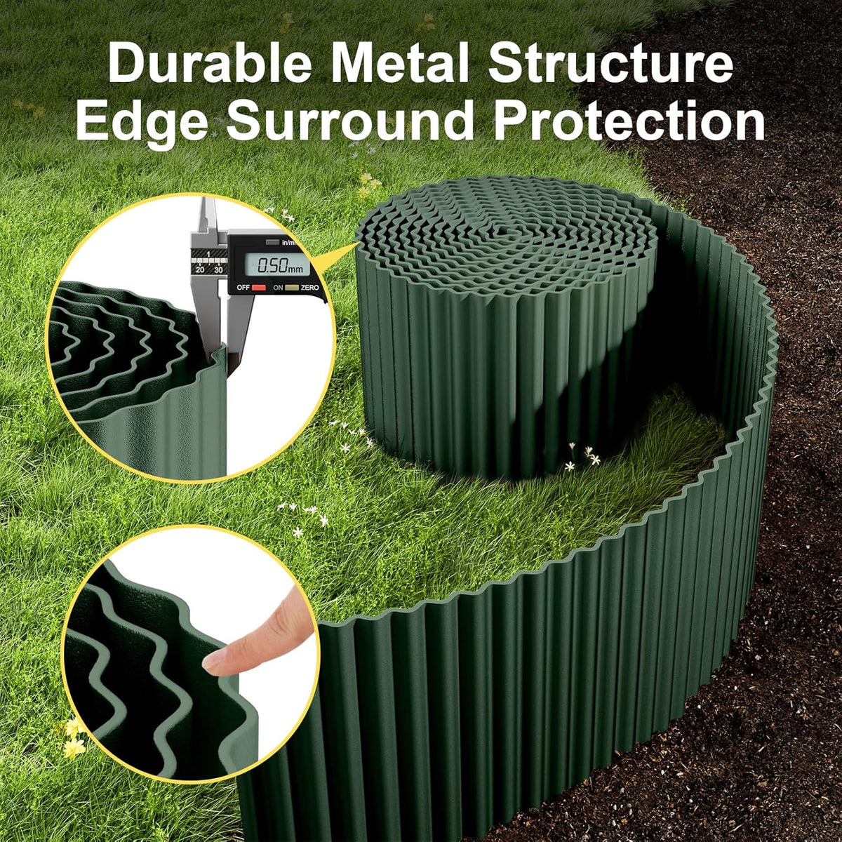 Land Guard Corrugated Metal Garden Edging, 6"×25Ft Steel Landscape Edging, Corrugated Metal Yard