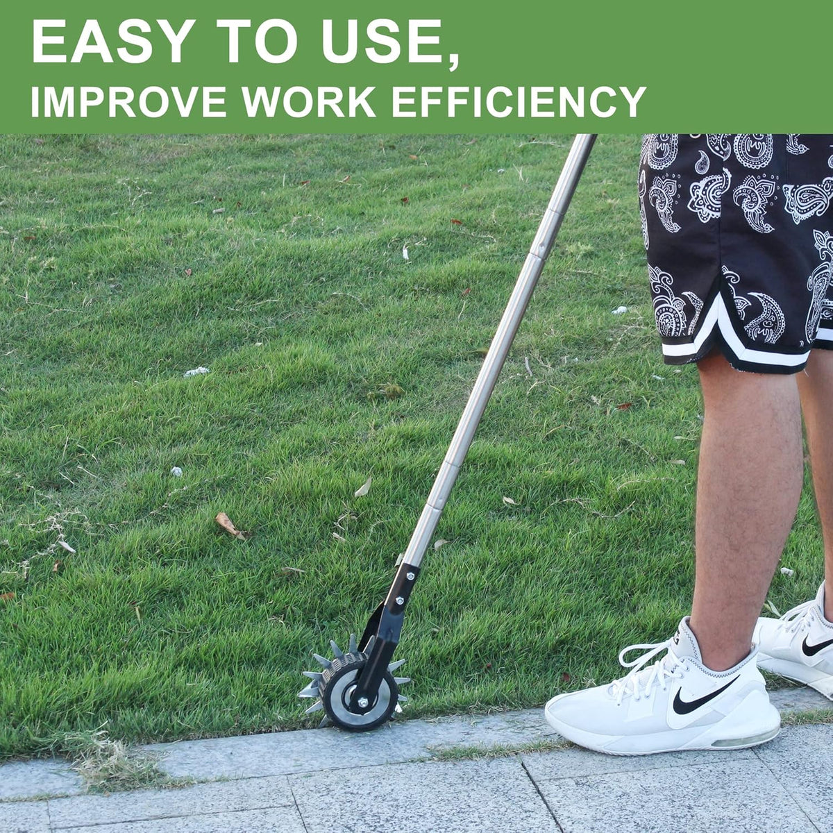 Wheel Rotary Edger Lawn Tool, Grass Edge Trimmer, Sidewalk Manual Lawn Edger, Strong 3 Sections