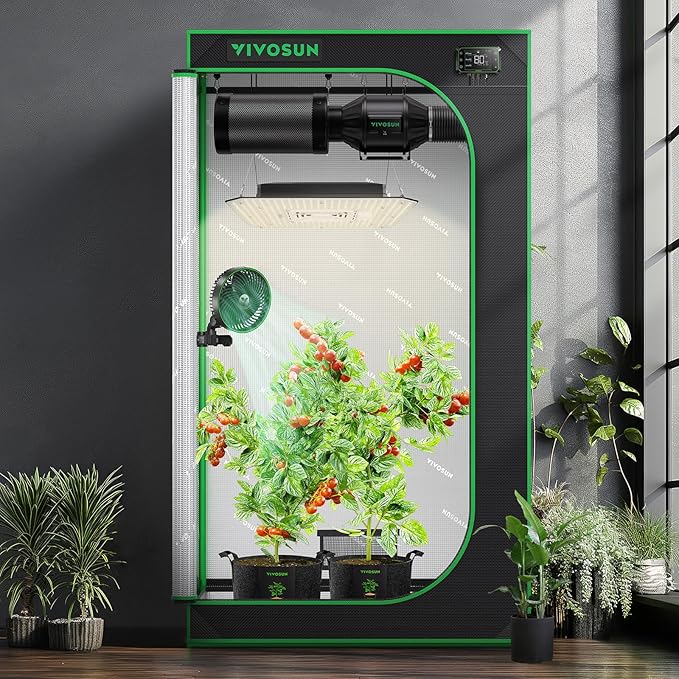 VIVOSUN S326 36"x20"x63" Grow Tent, High Reflective Mylar with Observation Window and Floor Tray