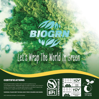 10-13 Gallon Compostable Trash Bags Drawstring 30 Bags Heavy Duty Extra Thick 1 Mil 49.21 Liter