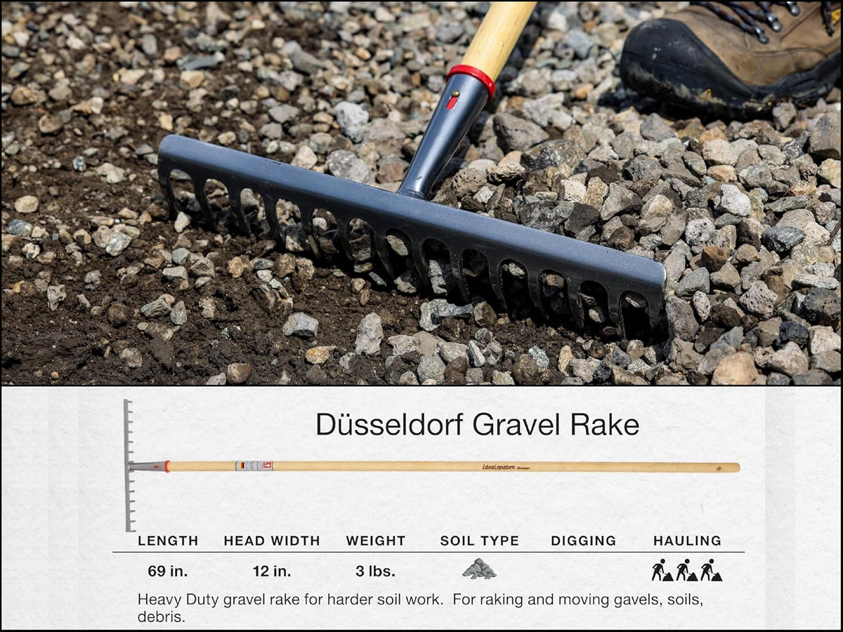 IDEALSPATEN - Made in Germany Since 1899 - Düsseldorf Gravel Rake - Landscape Tool Gravel Rake