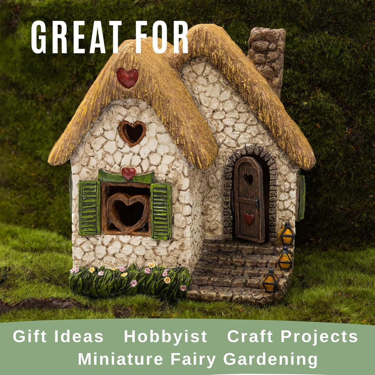 PRETMANNS Fairy Garden House for Outside – Sturdy Building 7” High with Door That Opens – Adorable