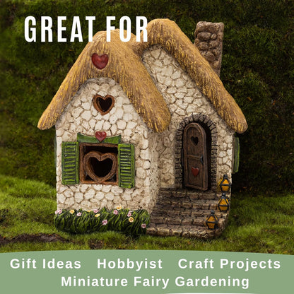 PRETMANNS Fairy Garden House for Outside – Sturdy Building 7” High with Door That Opens – Adorable