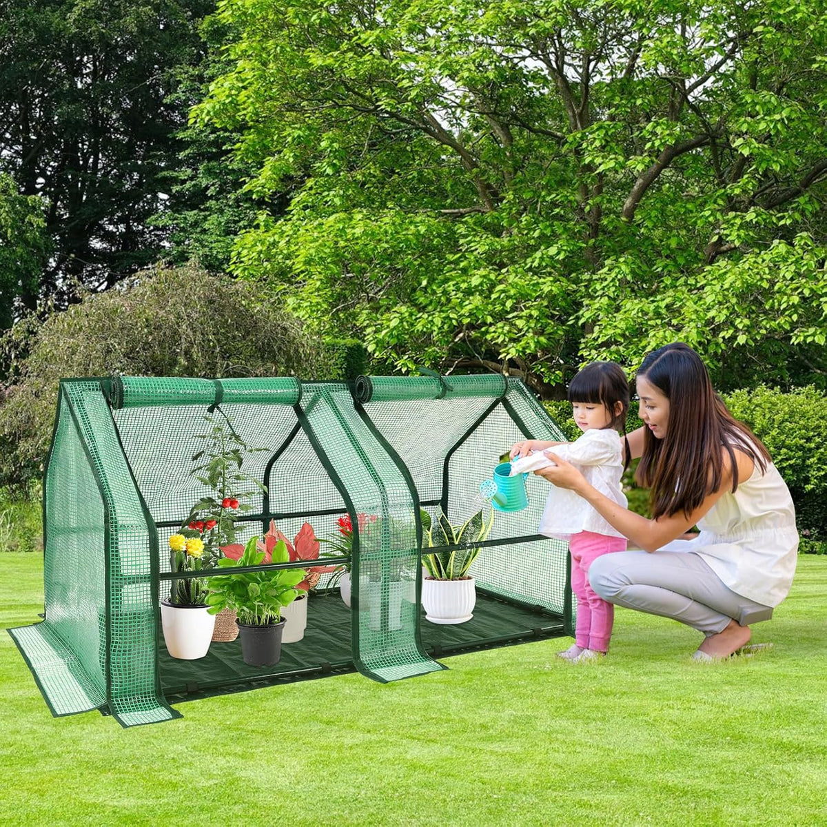 U'Artlines Portable Mini Greenhouse Small Green House with Waterproof Pad and Plant Label 47x24x24