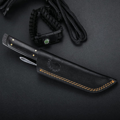 Perkin Handmade Fixed Blade Hunting Knives with Sheath-Full Tang Bushcraft Fixed-Blade Tanto Knives