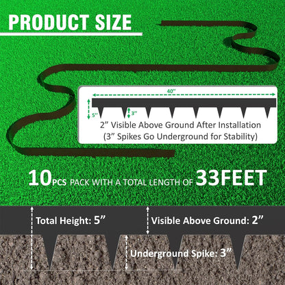 33ft. Galvanized Steel Landscape Edging (10-Pack) – 40" Metal Edging for Landscaping with 11
