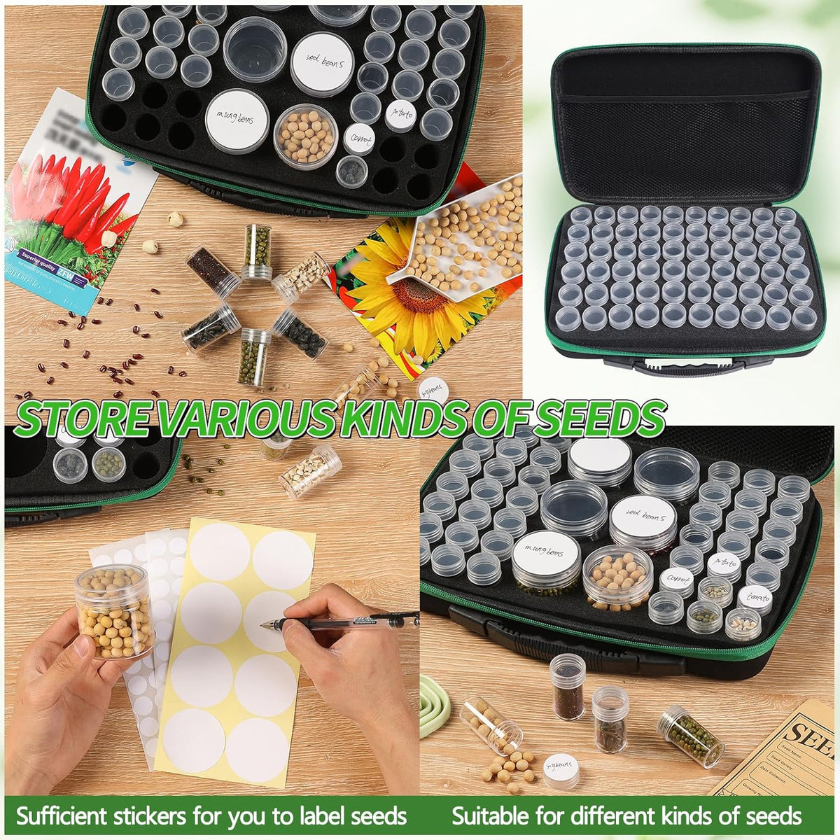 Seed Storage Box, Portable Seed Saving Box, Sturdy Seed Organizer Kit Seed Envelopes Funnel Label