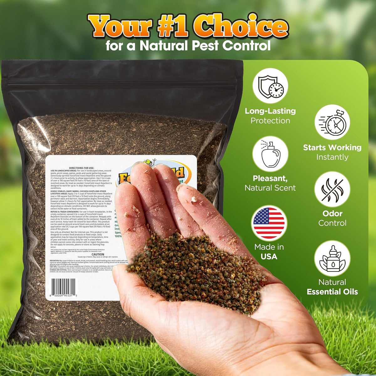ForceField Natural Flea, Tick, Mosquito Yard Treatment - Repellent Granules for Backyard Mosquito