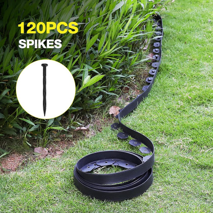 MIXC 66ft, 1.5in Tall Landscape Edging Kit with 100 Spikes, No-Dig Flexible Plastic Edge Border for