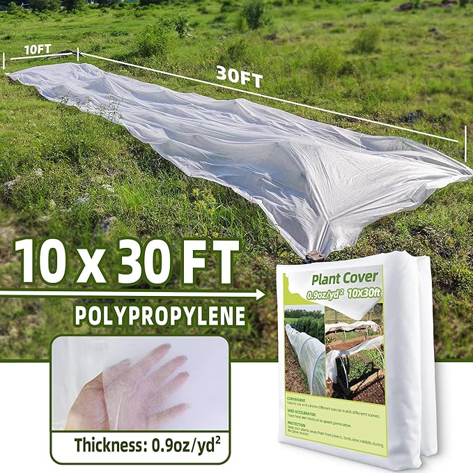 Plant Covers Freeze Protection 10x30ft Frost Cloth Blanket Floating Row Cover for Winter Protection