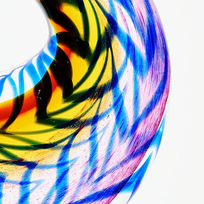 Luxury Lane Hand Blown Abstract Peacock Sommerso Art Glass Sculpture for Home Decor 12 inch Tall