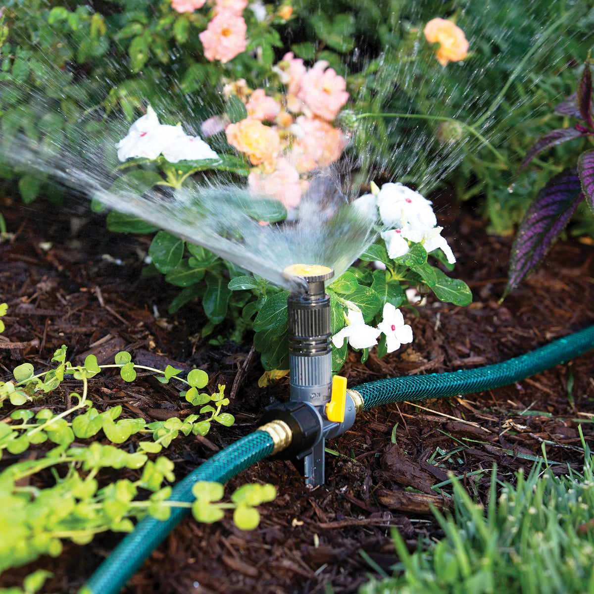 Melnor Multi-Adjustable Watering Set, 1800 Sq Ft: 3 Sprinklers, 2 Hoses