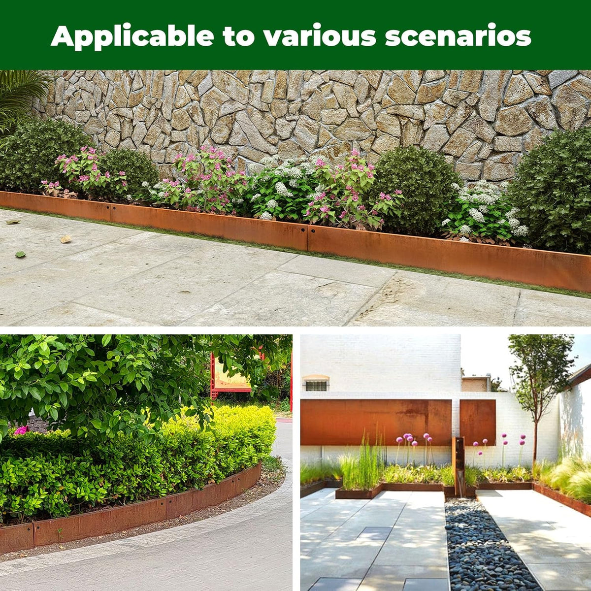 Steel Garden Metal Landscape Edging 40 inch with Top Bending Protection Pre-Rusted Steel Garden