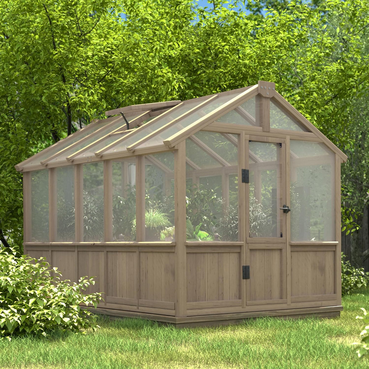 6x10 FT Green House for Outdoor, 6MM Thick Polycarbonate Panel Wooden Walk-in Greenhouse Kit with