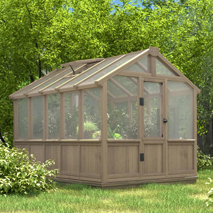 6x10 FT Green House for Outdoor, 6MM Thick Polycarbonate Panel Wooden Walk-in Greenhouse Kit with
