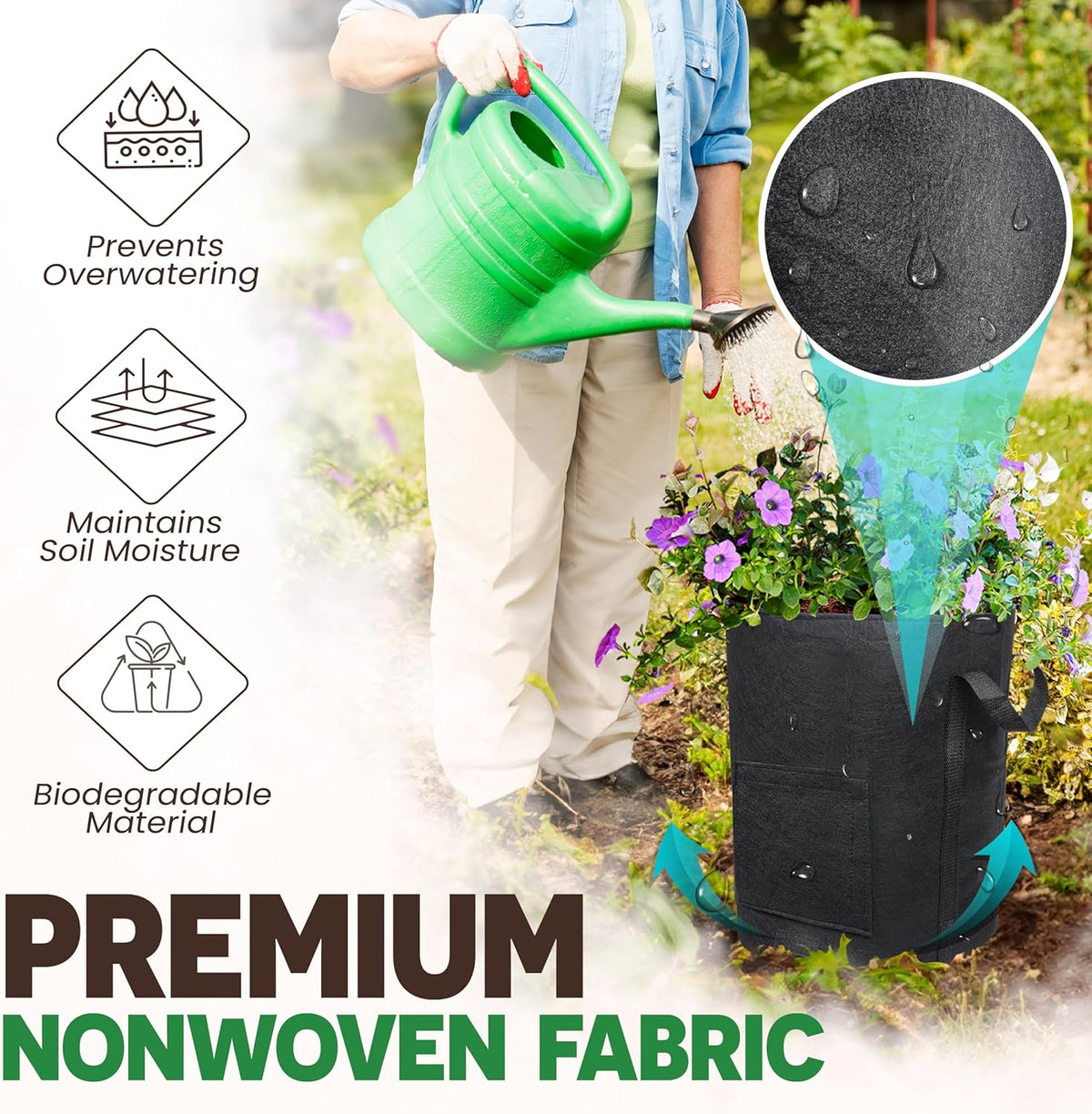 [Upgraded] 2PCS 20-Gallon Potato Grow Bags with Unique Harvest Window, Visible Window, Garden