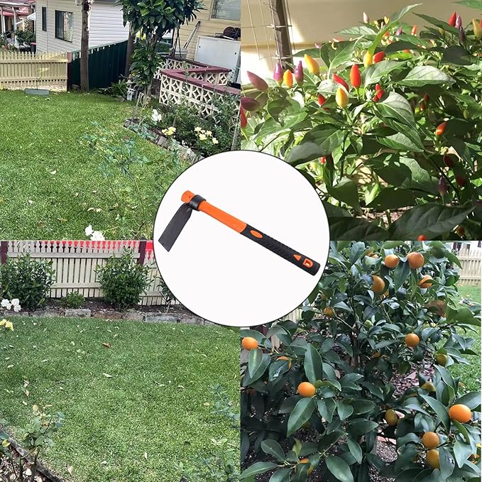 Single Head Hoe with Heavy Duty Forged Adze and Ergonomic Non-Slip Handle for Loosening Soil