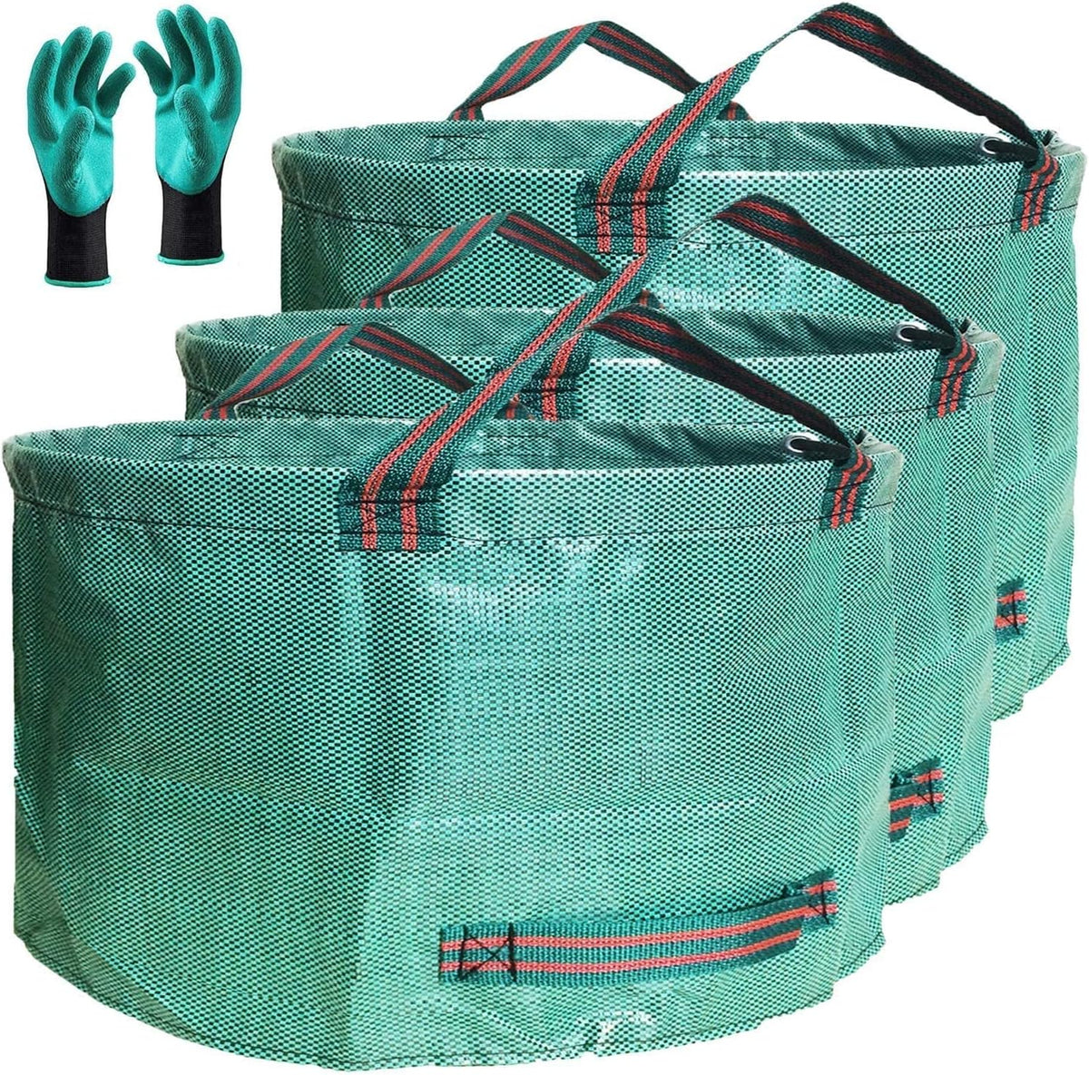 Standard 3-Pack 46 Gallon Yard Garden Bags (D26, H19 inch) with Garden Gloves, Leaf Bags,Yard Waste