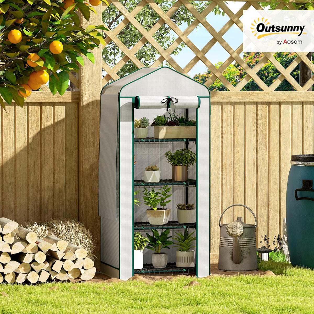 Outsunny 4 Tier Mini Greenhouse with Screen Roof, 27.6" x 19.7" x 62.2", Portable Small Greenhouse