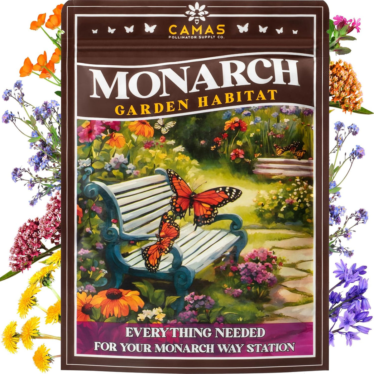 Monarch Butterfly Garden Kit with Milkweed Seeds–Perennial Flower Seeds to Plant Outside| 1/4 Pound