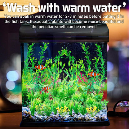Ameliade Aquarium Artificial Green Plastic Plants Decorations 26 PCS Large Fish Tank Accessories
