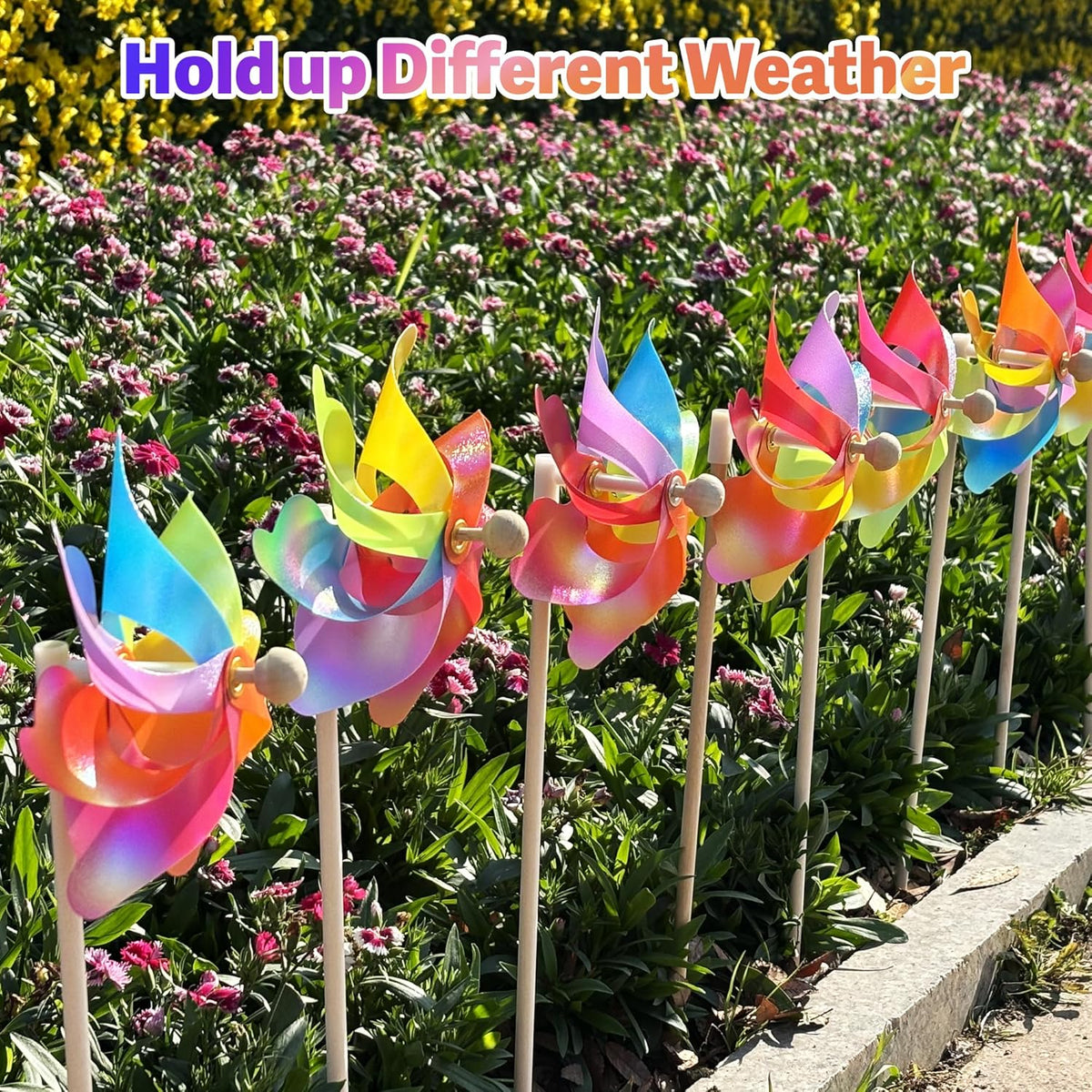 IilLittle 10 Pack Rainbow Pinwheel, No Assembly Required, Pinwheels for Kids, Pinwheels for Yard