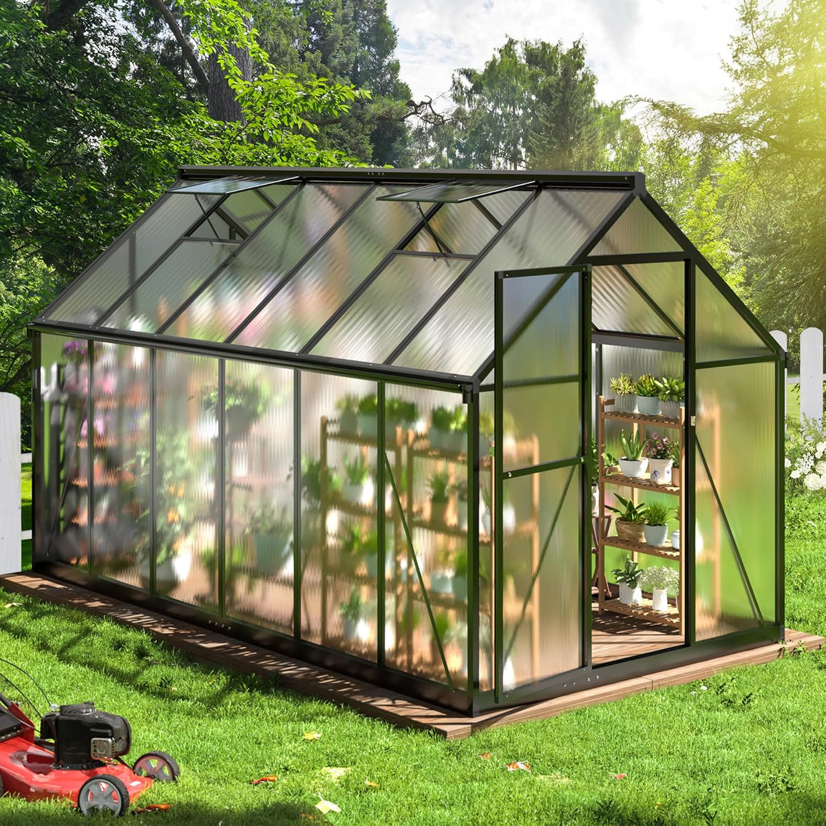 WKM 5.9x10.9 FT Greenhouse for Outdoors, Quick-fit Structure Greenhouse with Window for